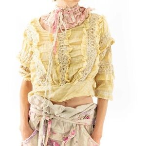 Magnolia Pearl Yellow Lace Blouse